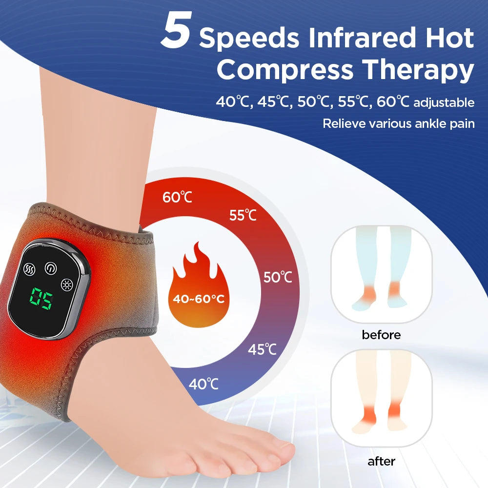Heated Ankle Massager Hot Compresses Vibration Massage