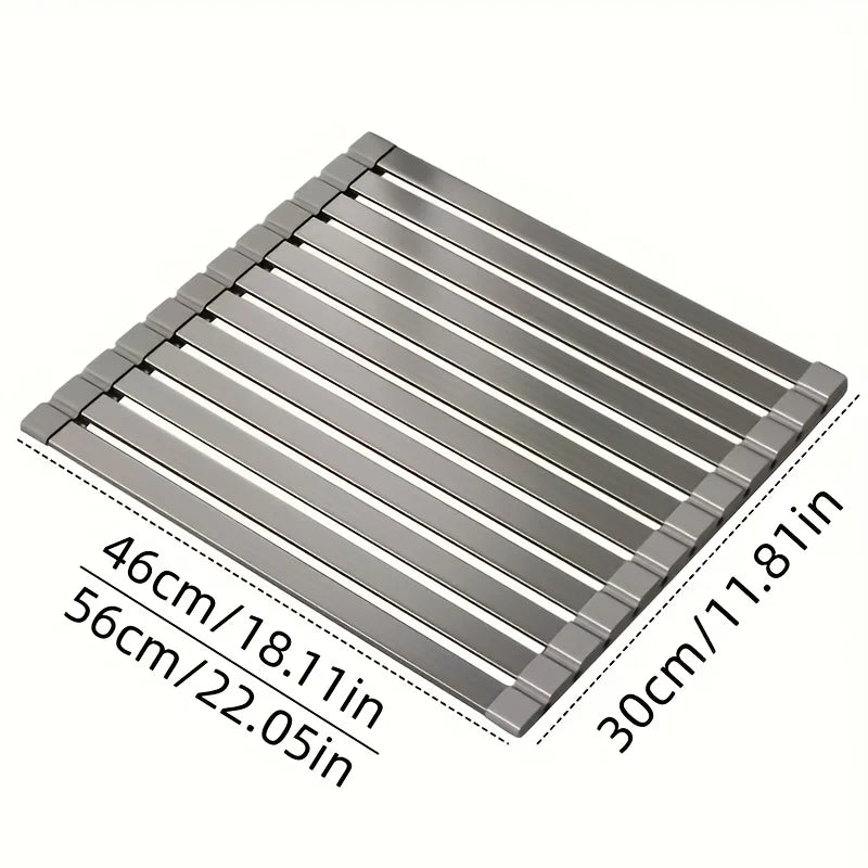 Foldable Heavy Duty Roll-Up Dish Drainer - Space Saving