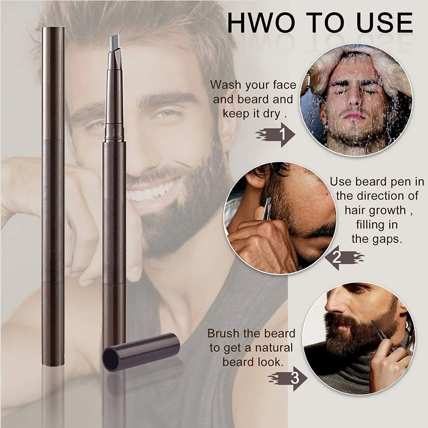 Beard Pen Filler Men Waterproof Moustache Coloring Pen