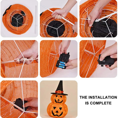 Halloween Pumpkin Decorations Collapsible Jack-o-Lantern Lights