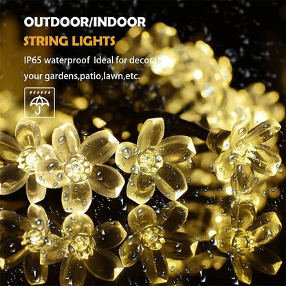 Outdoor Solar Led String Lights Cherry Flowers  Light Strings