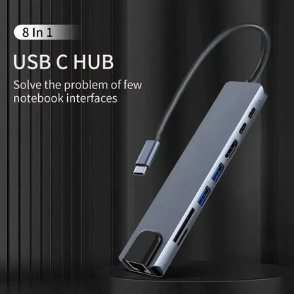 USB C Hub 8In1 7in2 7in1 Type C 3.1 To 4K HDMI Adapter