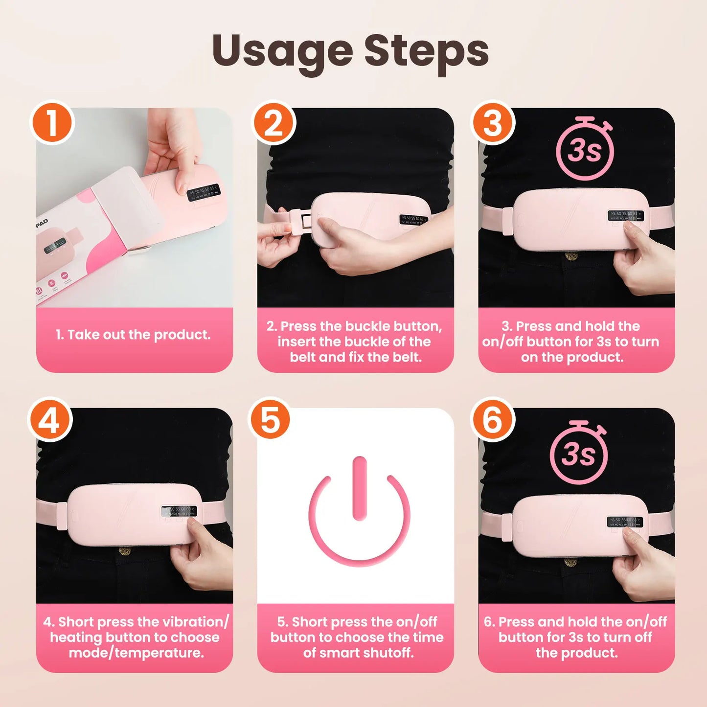 Electric Heating Pad Menstrual Cramp Massager Belt Women