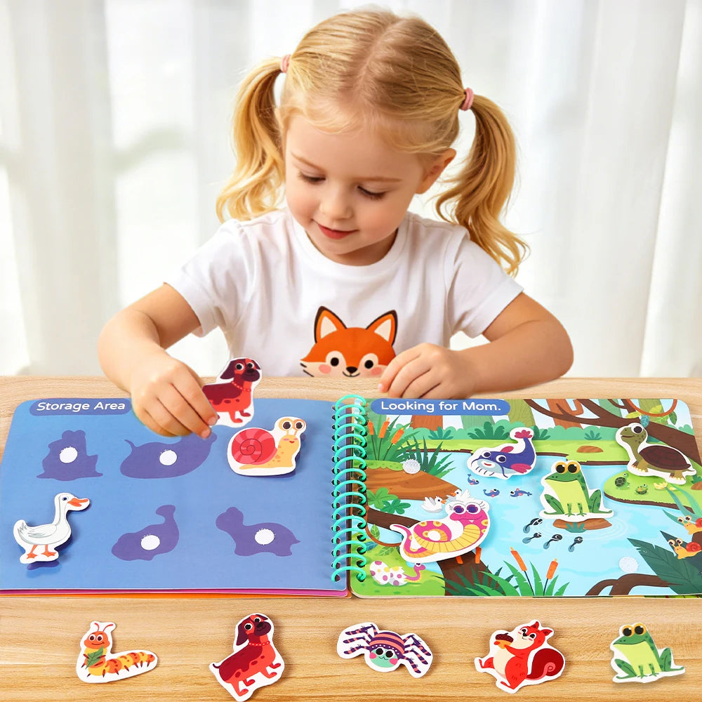 Children Quiet Busy Book 4 Themes Cartoon Travel Sticker