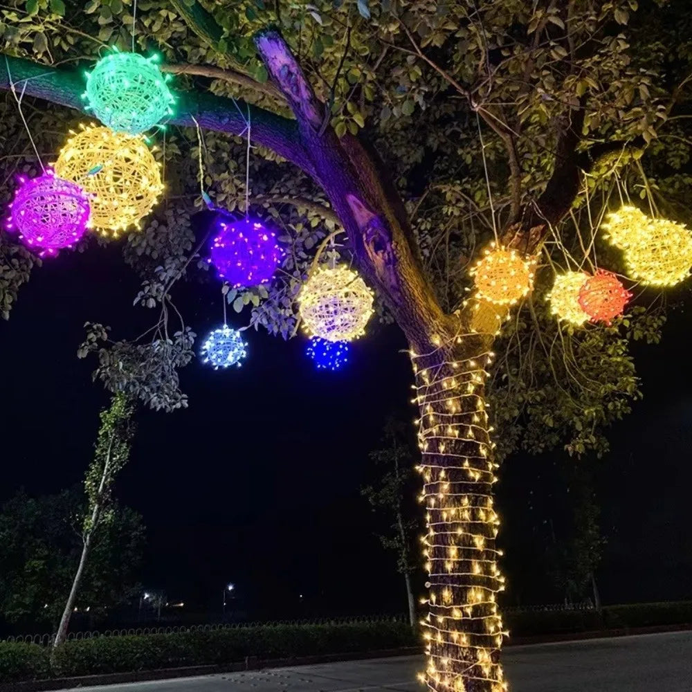 New 20/28CM Festoon Rattan Ball Light Rattan Ball