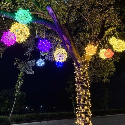 New 20/28CM Festoon Rattan Ball Light Rattan Ball