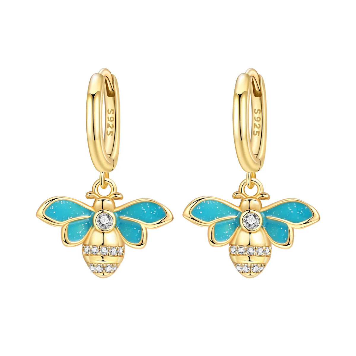 New 925 Sterling Silver 18K Gold Plated Cherry Blossom Butterfly