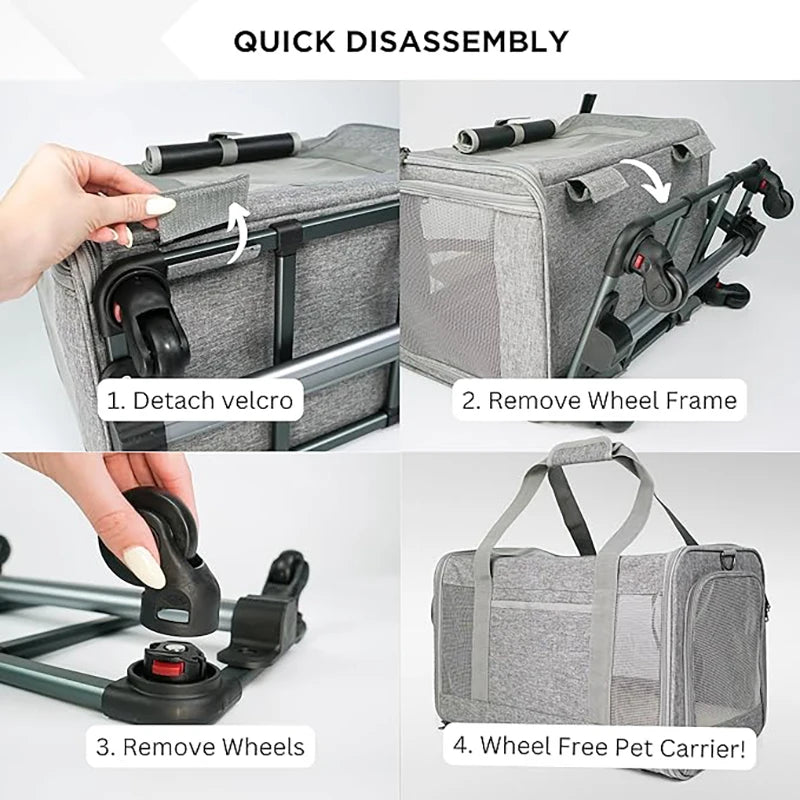 Pet Carrier with Wheels for Dogs Rolling Pet Carrier