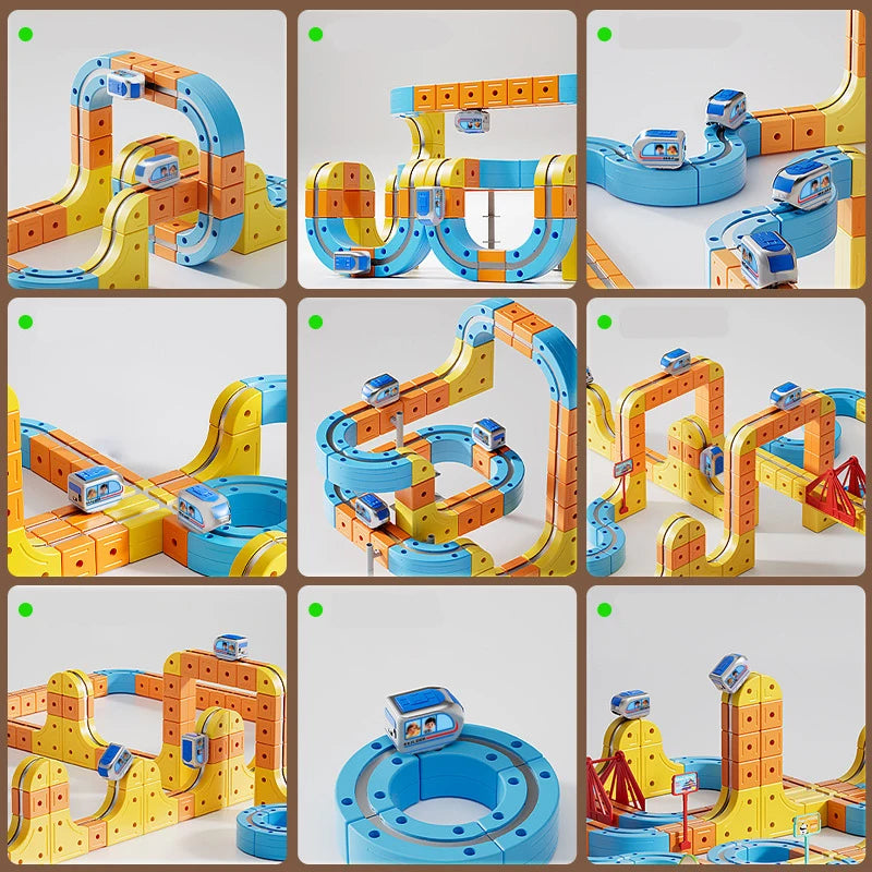 Magnetic Train Set DIY 3D Cube Track Electric Train Set