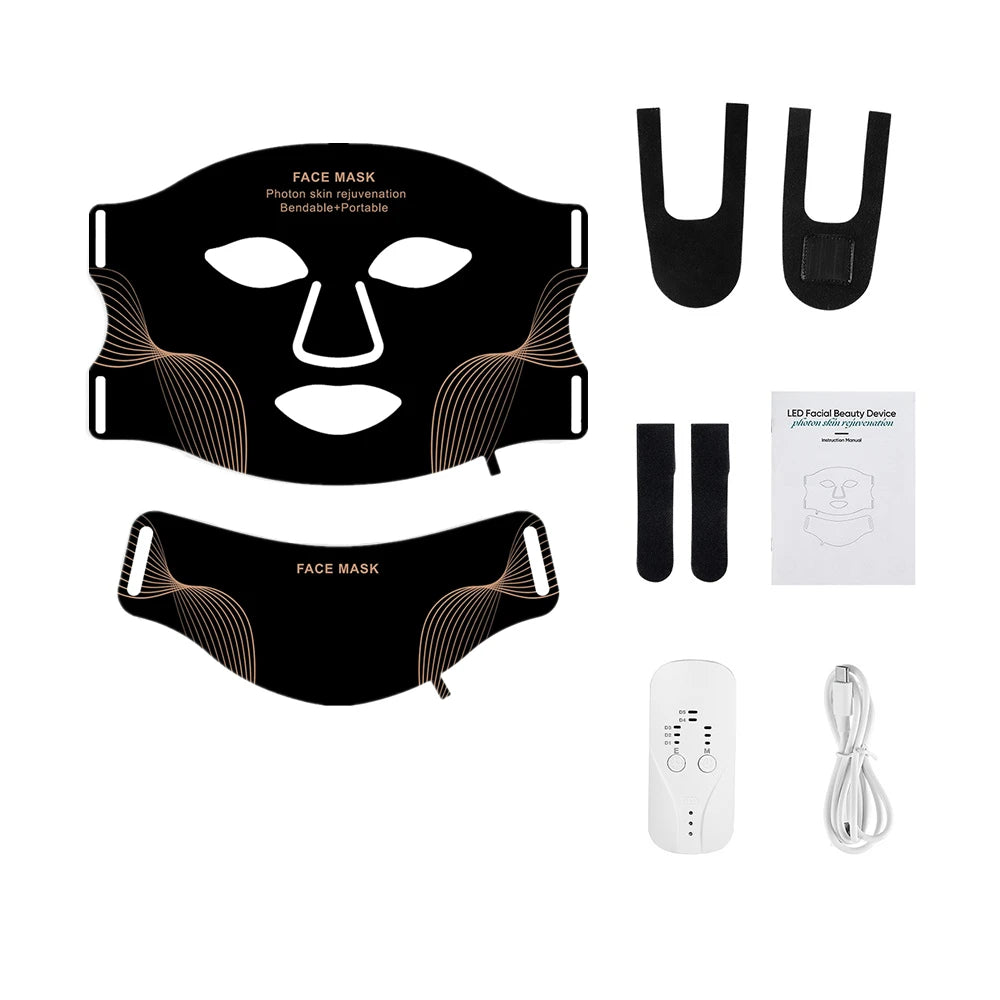 Silicone LED Mask Face With Neck 7 Colors LED Photo