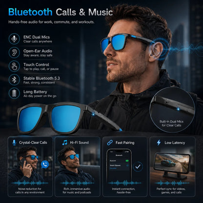 New Touch-Color Change Smart Audio Glasses Men AI Video