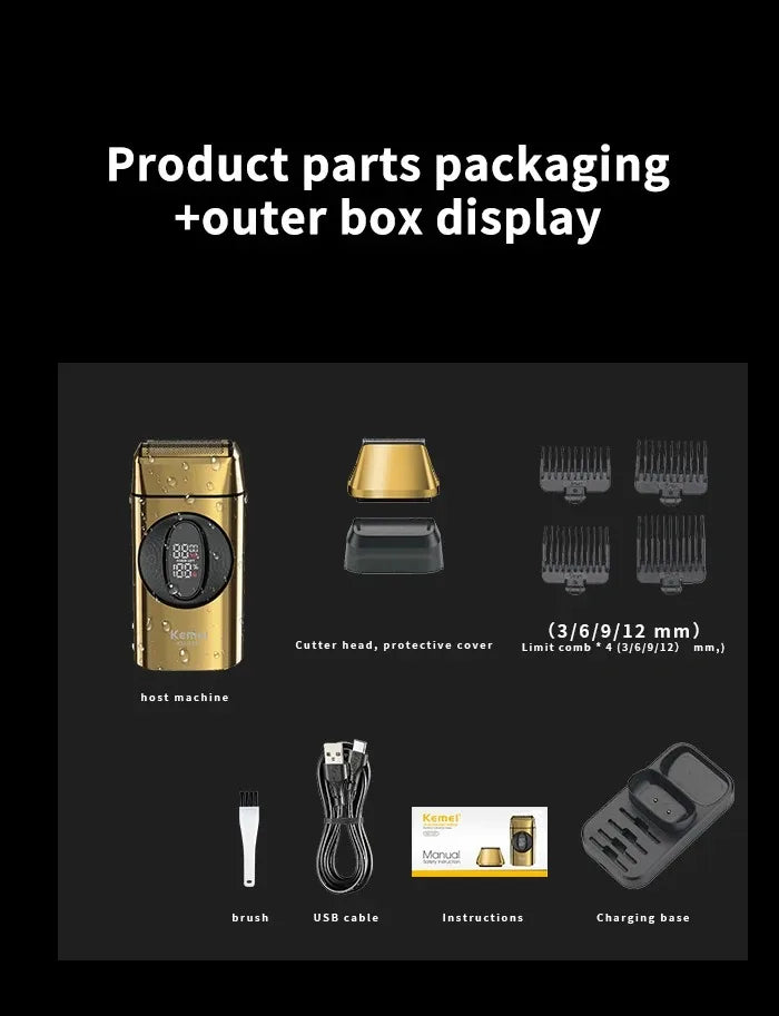 Kemei Beard Trimmer Professional Hair Trimmers IPX7 Beard Shaver