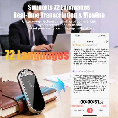 Mini AI Voice Recorder Pen, 30.6g, Magnetic Clip-on Design