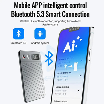 8-256GB AI Voice Recorder with Display Screen Real-Time Transcription