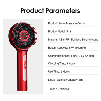 Electric Micro-current Massage Comb Red Light Hair Care