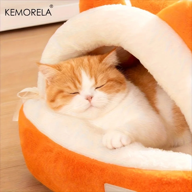 KEMORELA New For Cat Ear Cat Bed -Soft & Semi Winter-Enclosed