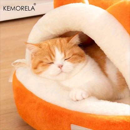 KEMORELA New For Cat Ear Cat Bed -Soft & Semi Winter-Enclosed