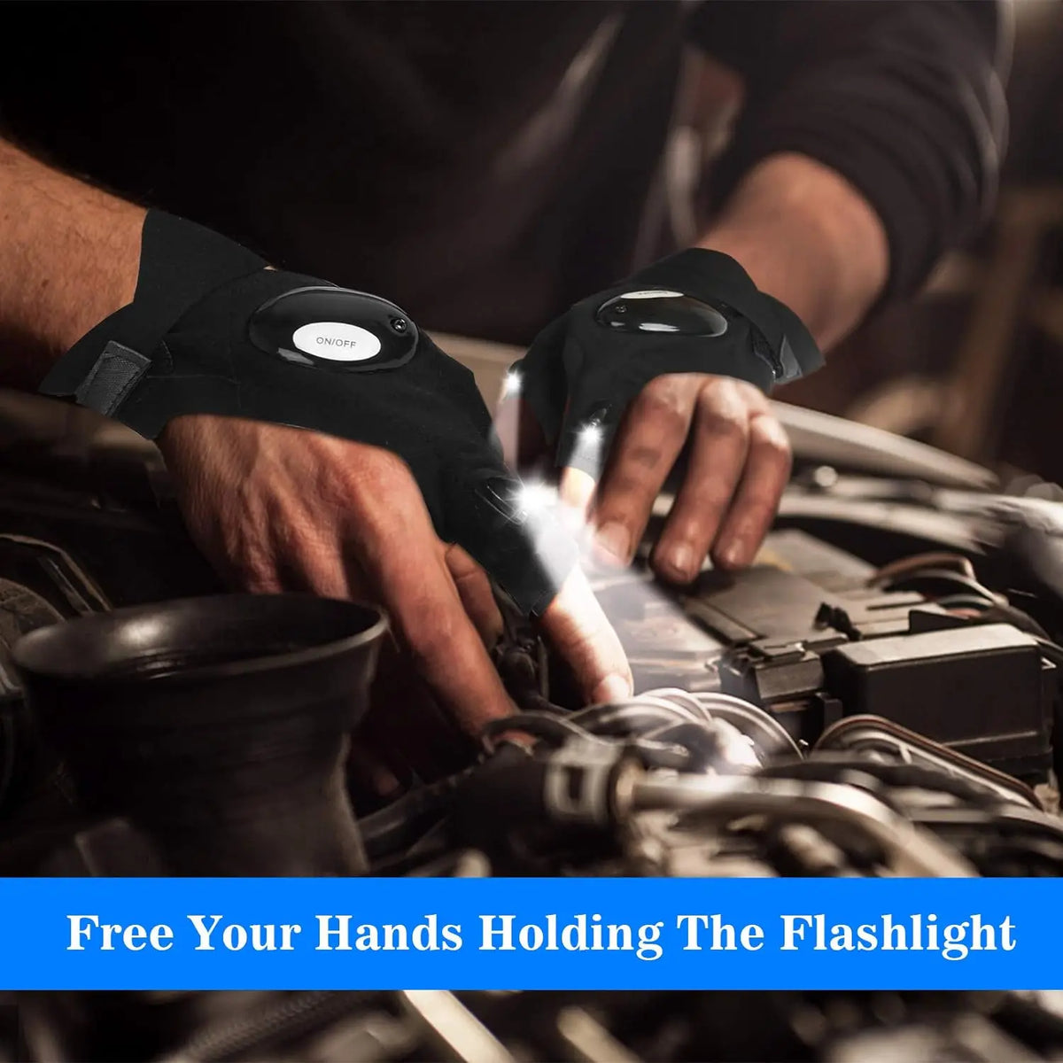 LED Half Finger Glove for Men Women Outdoor