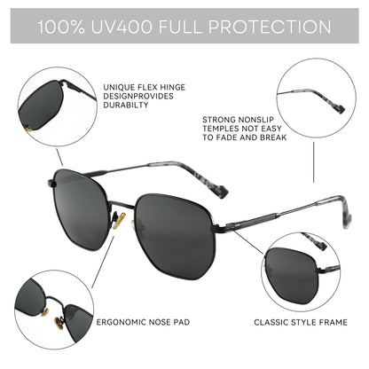 ZENOTTIC Fashion Hexagonal Geometry Polarized Sunglasses