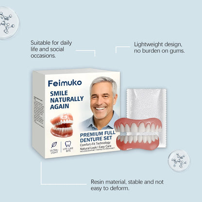 Dentures Full Set Natural Upper Lower Braces Silicone Denture Set