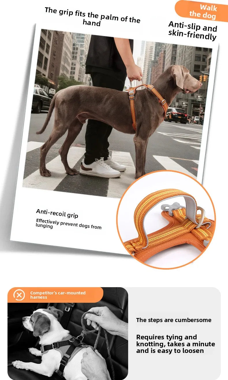 Car Safety Dog Harness with Dual Handle Quick Release