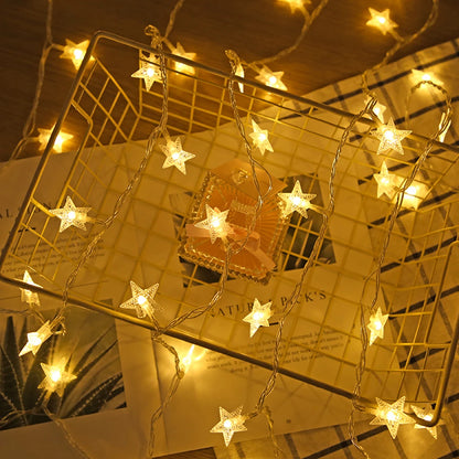 LED Star Fairy Lights Outdoor Chain Lights Garland Decoration