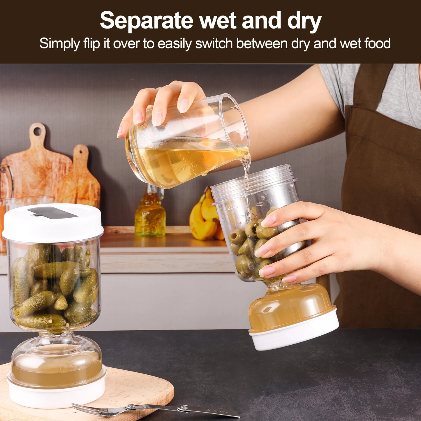 New Olive and Pickle Strainer Jar Olive Container Hourglass