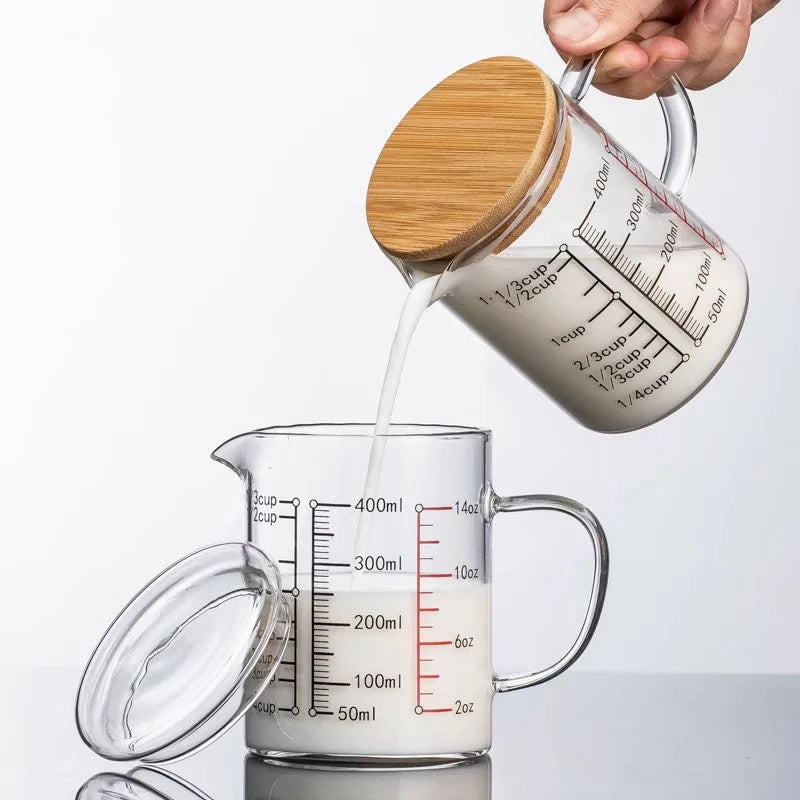 Heat-resistant Glass Measuring Cup With Wood Lid