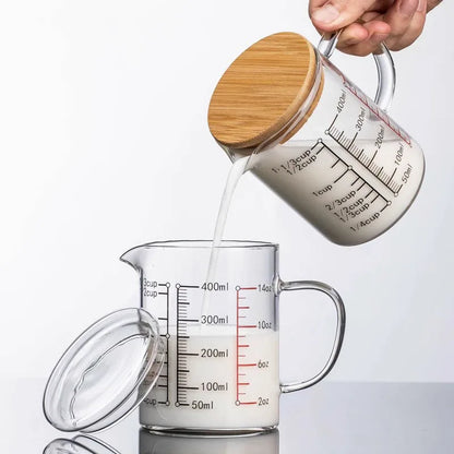 Heat-resistant Glass Measuring Cup With Wood Lid