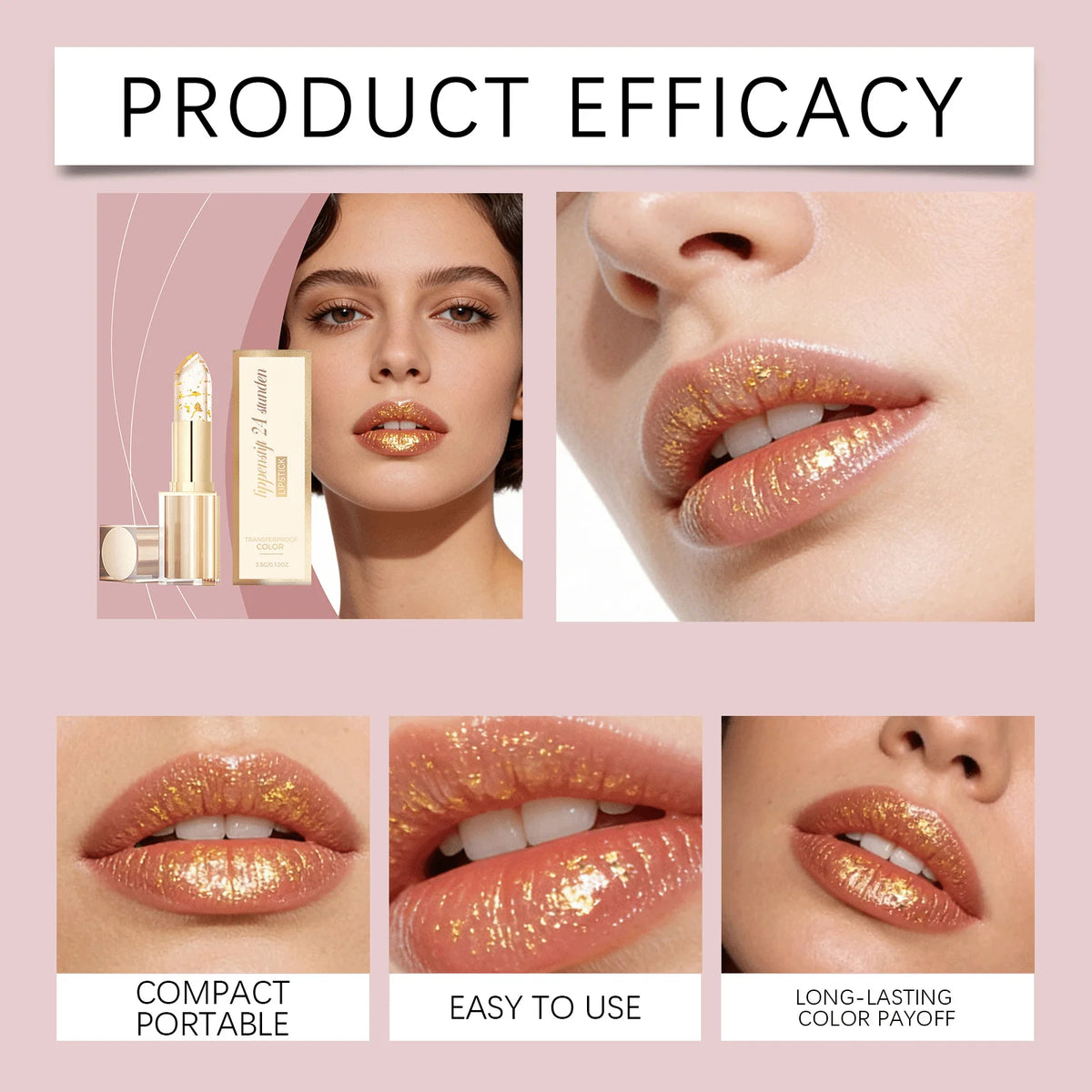 Gold Foil Color Changing Lipstick Fade Lip Line Enhance