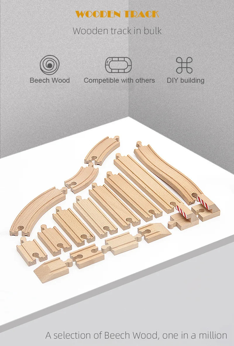 New Kinds Wooden Track Parts Beech Wooden Railway Train