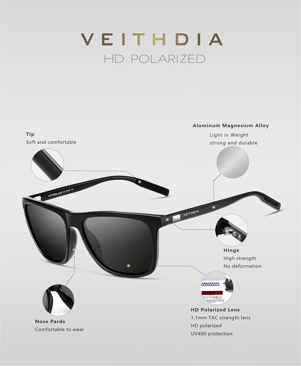 VEITHDIA Brand Sunglasses Unisex Retro Aluminum+TR90
