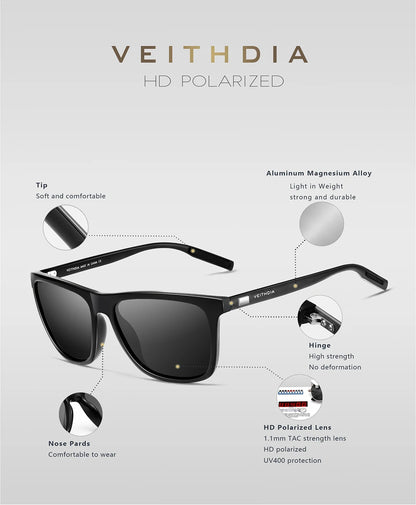 VEITHDIA Brand Sunglasses Unisex Retro Aluminum+TR90