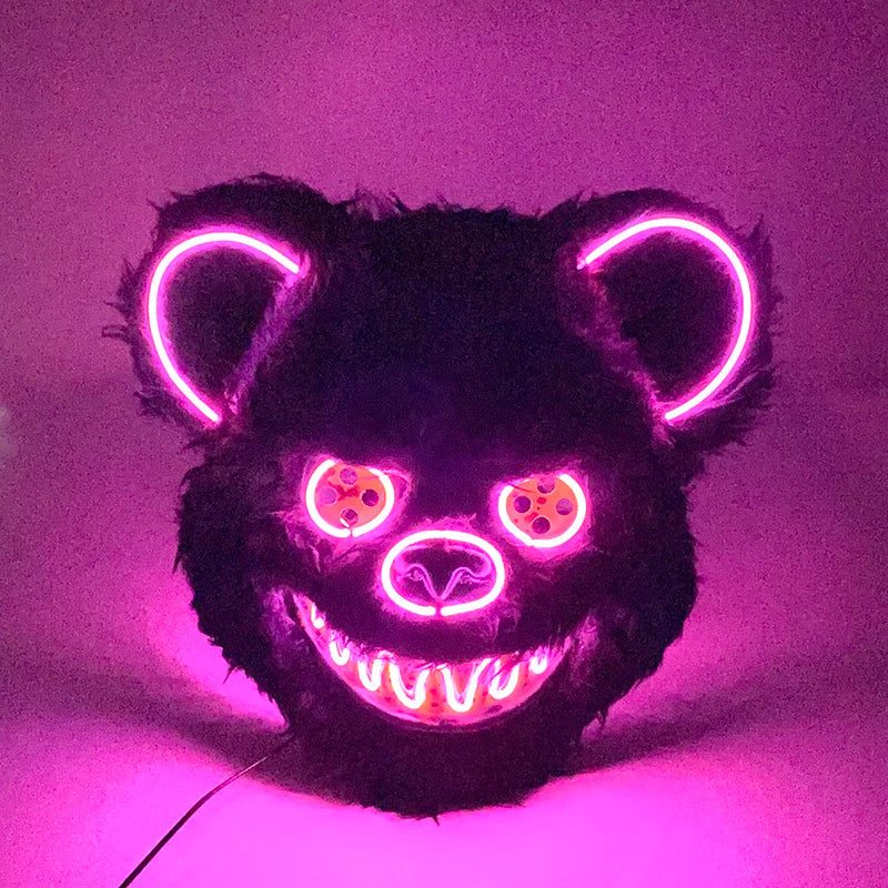 Halloween Horror Light Up Mask Glowing Bloody Bear Killer Mask