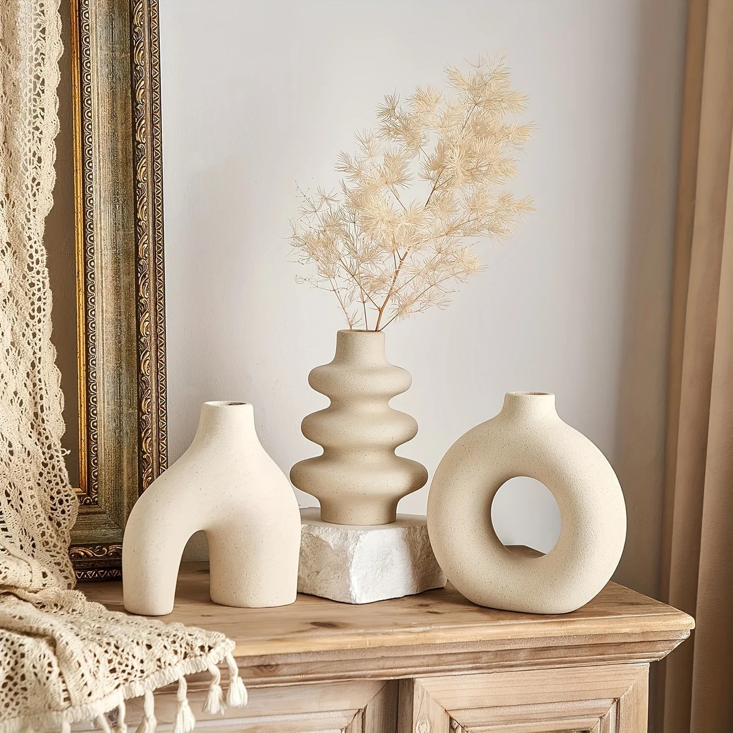 Bohemian ceramic vase set decorative vase ornaments