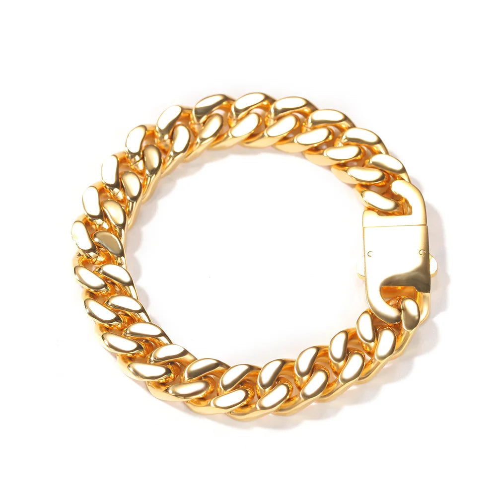 316 Stainless Steel Plated 18k Gold Fashion Hip Hop Bracelet