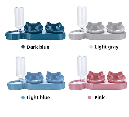 Pet Bowls With Water Feeder 3 In 1 Ear Design Tilted