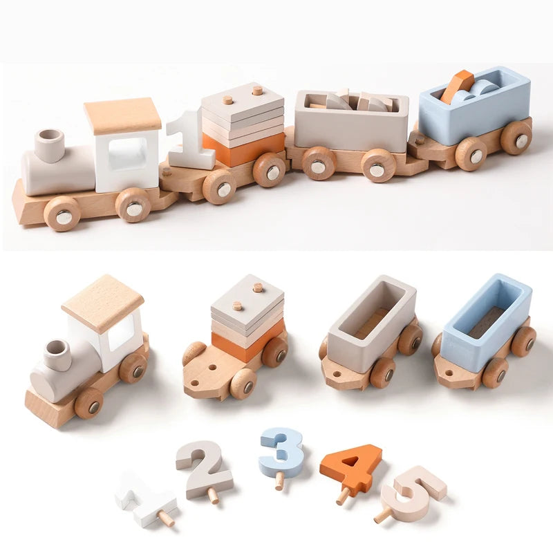 Wooden Birthday Train Toy Simulated Train Toy Model