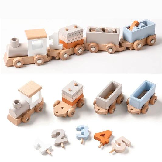 Wooden Birthday Train Toy Simulated Train Toy Model
