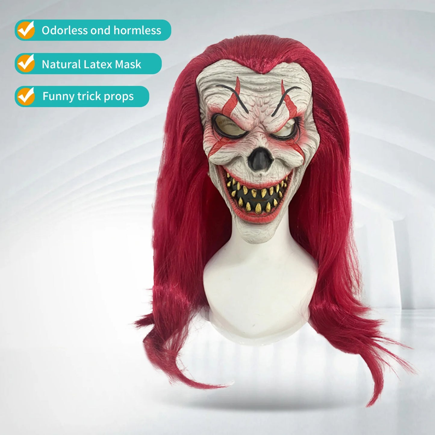 Collector's Grade Hand-Painted Red Haired Clown Mask