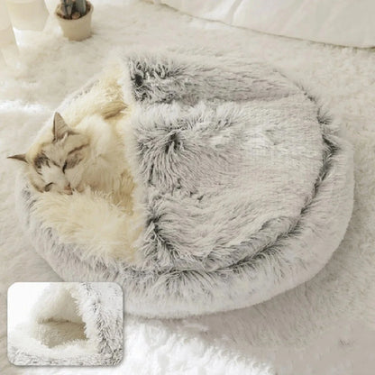 Soft Plush Pet Bed with Cover Round Cat Bed Mattress