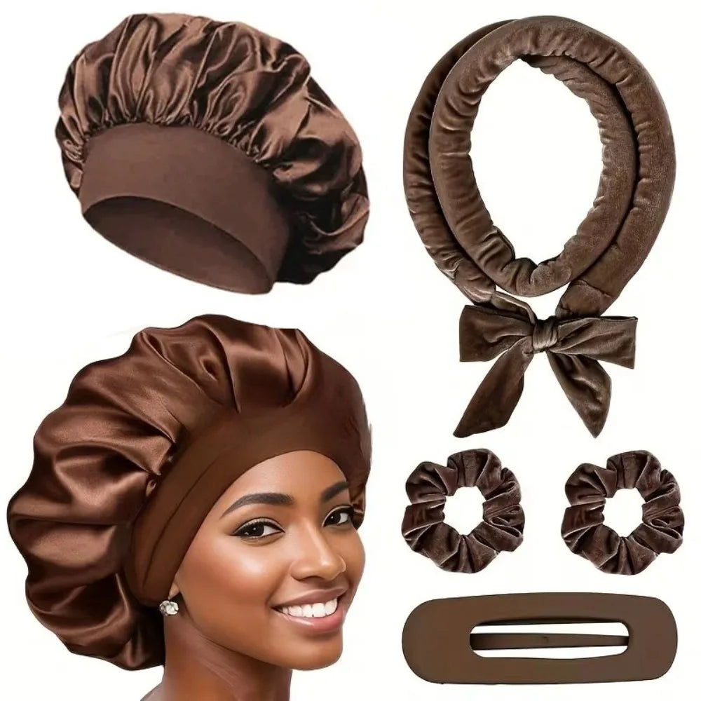 Heatless Hair Curler Set with Satin Bonnet Styling Tools