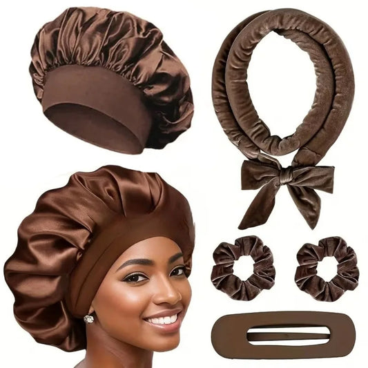 Heatless Hair Curler Set with Satin Bonnet Styling Tools