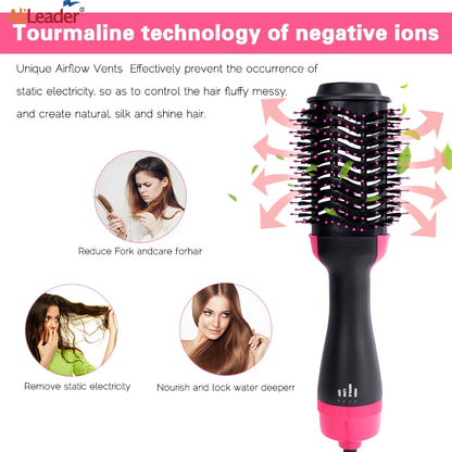 Women Hair Dryer Brush Hair Dryer Straightener Curler Massager