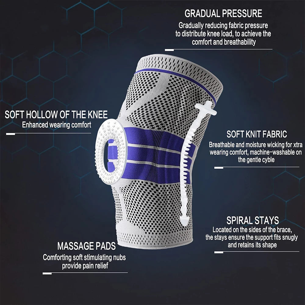 Silicone Padded Knee Pads Supports Brace Basketball Fitness