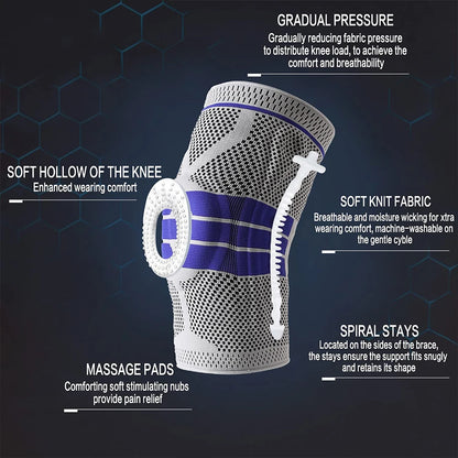 Silicone Padded Knee Pads Supports Brace Basketball Fitness