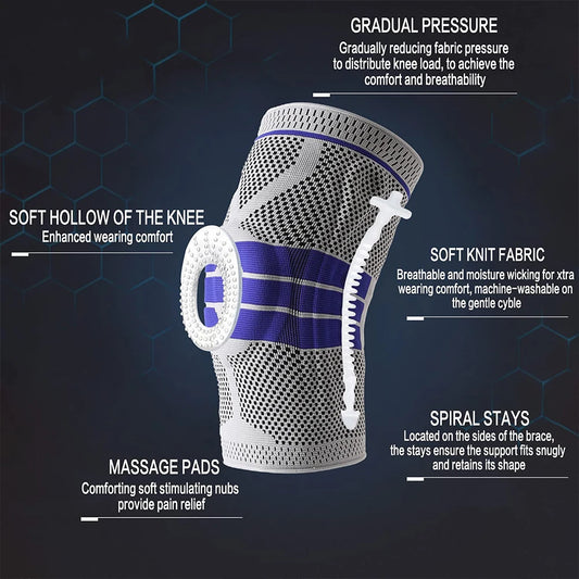 Silicone Padded Knee Pads Supports Brace Basketball Fitness