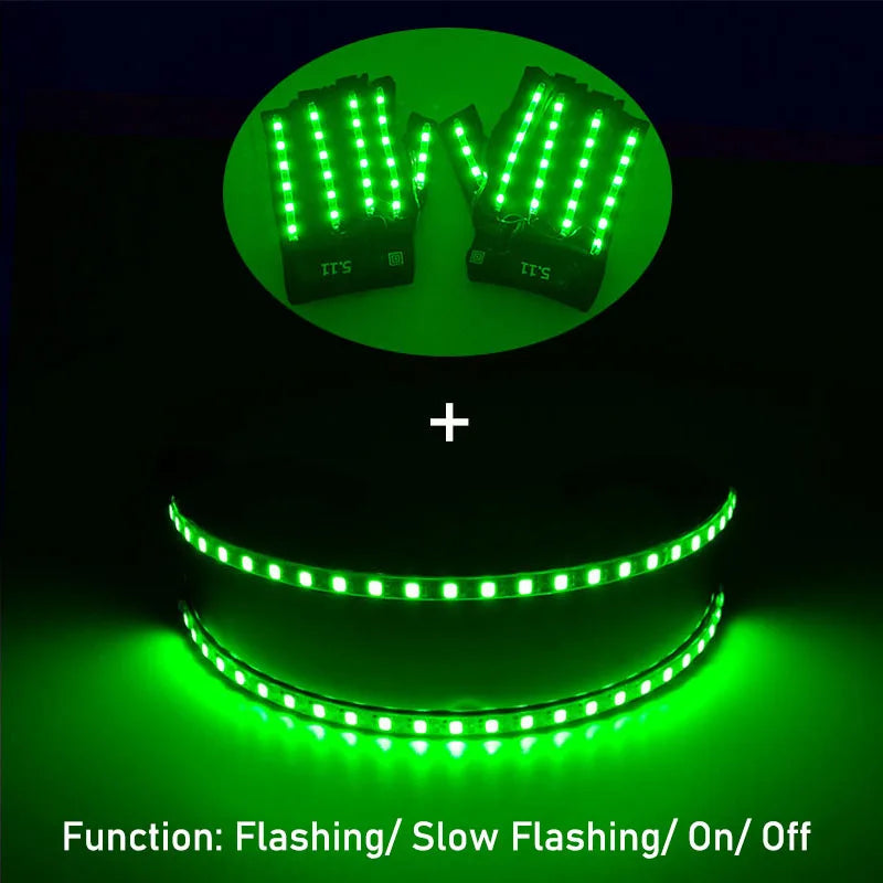 1set Luminous Glowing Glasses and Gloves Remote Control