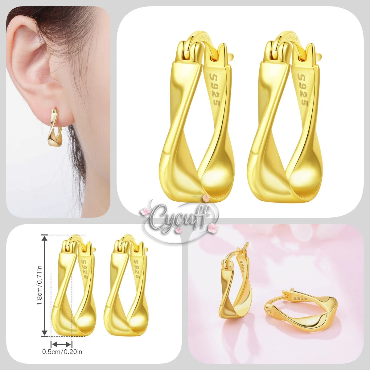 New 925 Sterling Silver 18K Gold Plated Cherry Blossom Butterfly