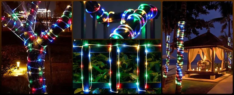 LED Solar Strip Rope Tube Fairy Light Solar Garland String